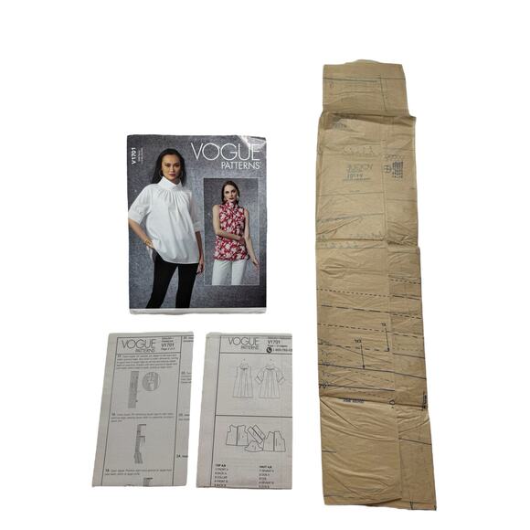 VOGUE Loose Fitting High Neck Blouse Pattern V1701 Uncut A S-M-L-XL-XXL Modest - Picture 3 of 3